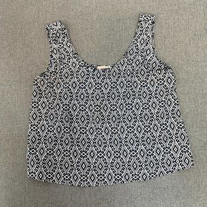 One Clothing Crop Tank Top Black White Large Scoop Neckline Lightweight Polyeste